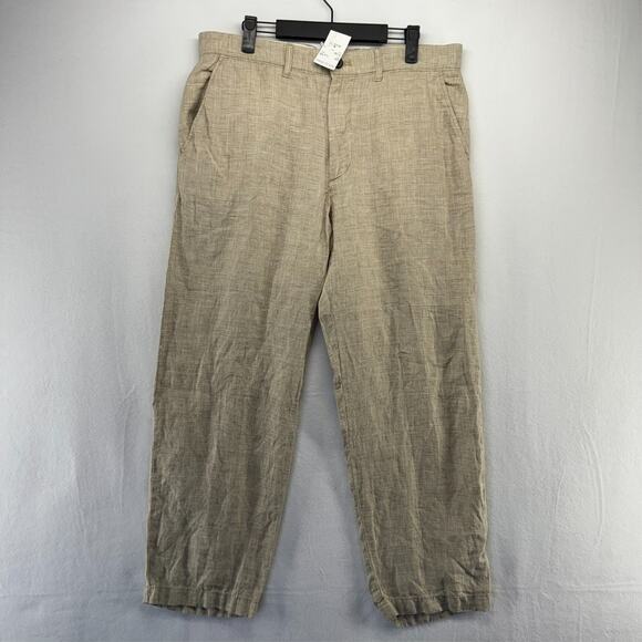 J Crew Pants Men's 33x30 Brown Trousers Houndstooth Plaid Check Oarsman NEW - Picture 1 of 9